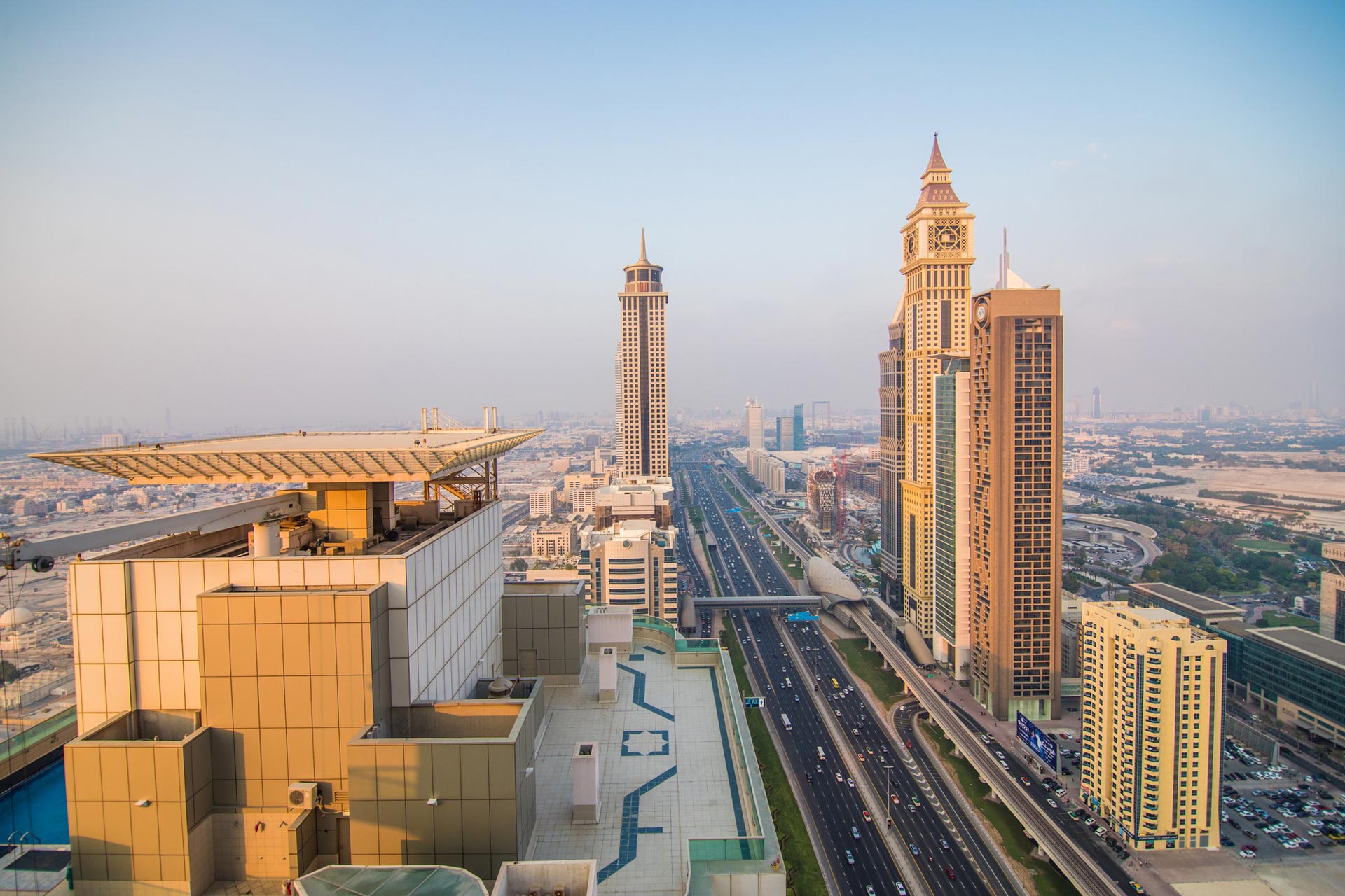 dubai-skyline-sunset-time-united-arab-emirates
