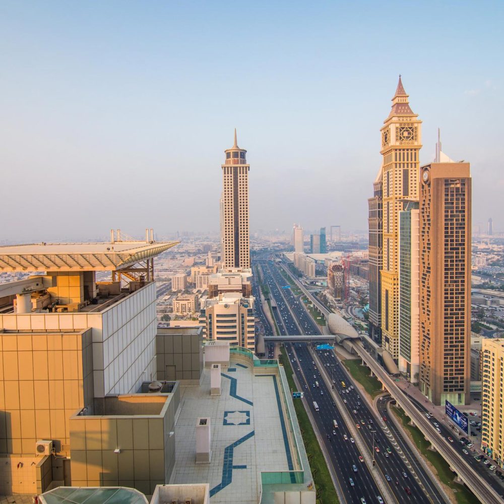 dubai-skyline-sunset-time-united-arab-emirates